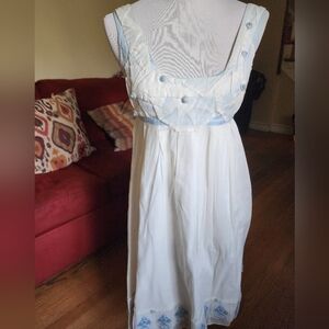 Tabitha White Dress with Blue Details